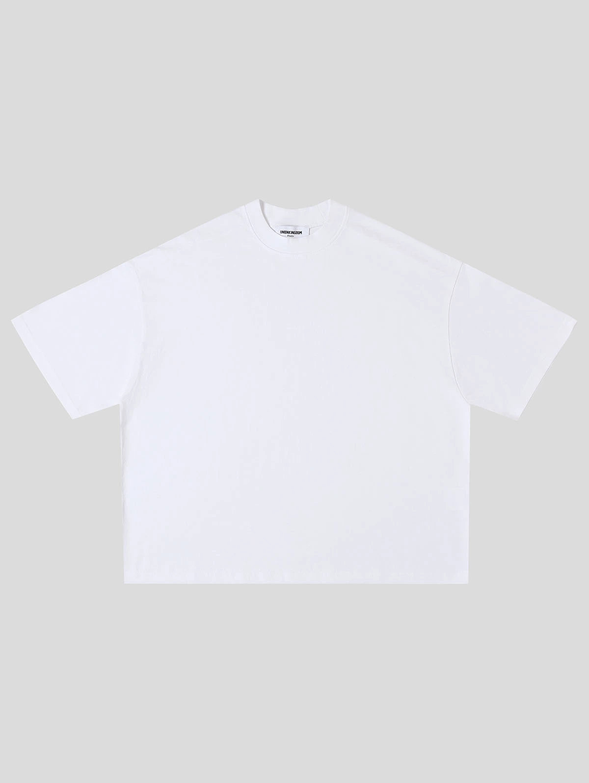 White t-shirt on a light gray background