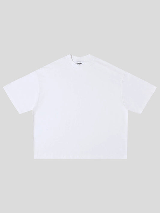 White t-shirt on a light gray background